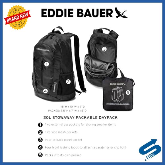 Packable 20L Travel Backpack, Lightweight Ripstop Polyester, Foldable Design main image 6